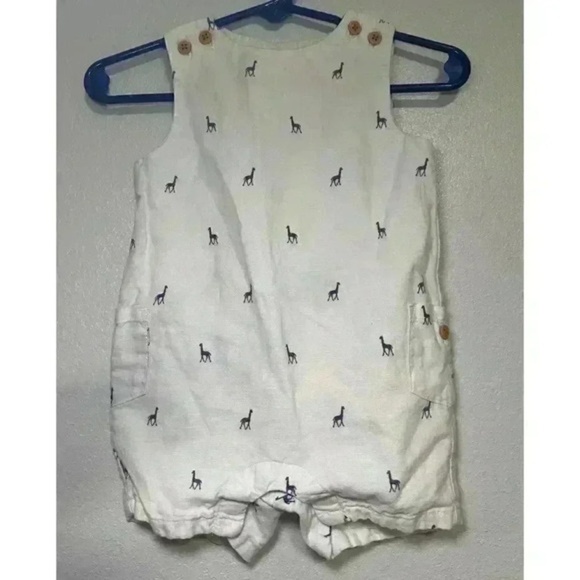 Janie and Jack Kids Romper White Giraffe Print Sleeveless Button Closure sz 6-9M - Picture 12 of 12